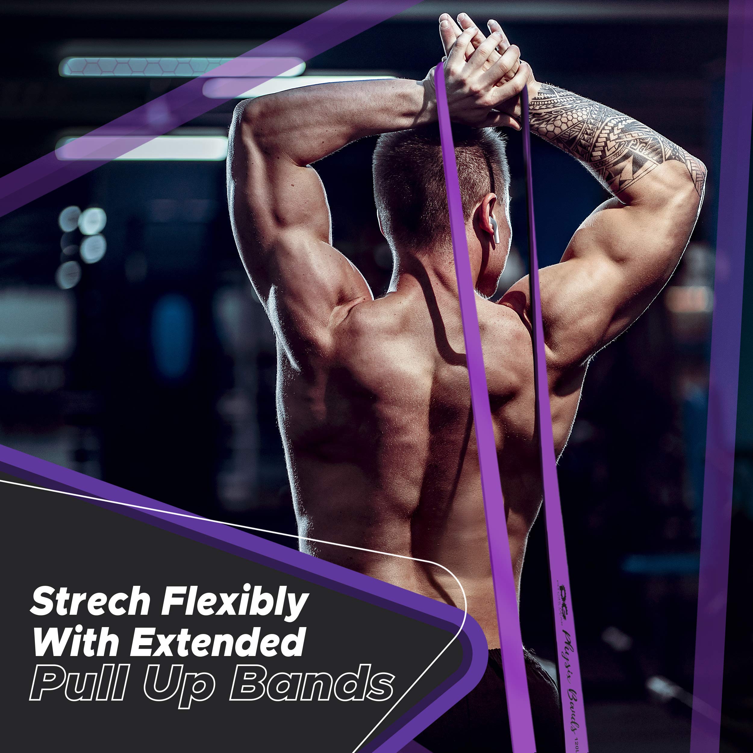 Physix - Fasce di supporto per trazioni, miglior set di fasce di resistenza per assistere al trazione, tonificazione muscolare, stretching, fasce per allenamento per gambe e glutei, fisioterapia,