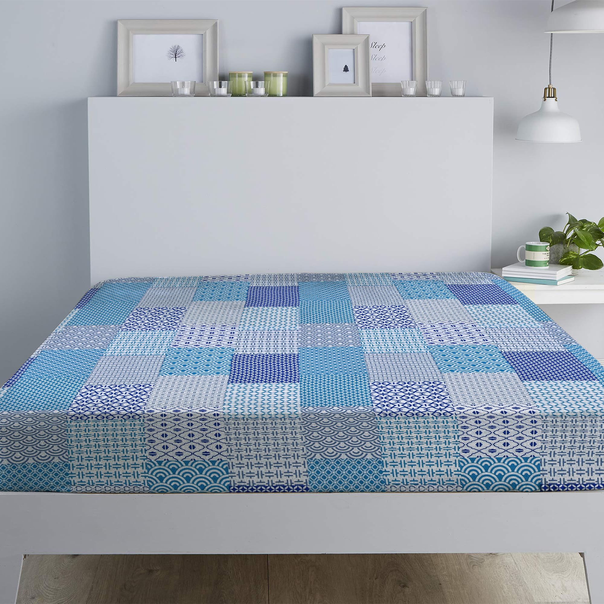 RAYBedding Luxury Printed Floral Pack of 2 Fitted Sheet Double Bed – Deep Fitted Sheet 137x190cm + 35cm Deep Corner Elasticated Bed Sheet — image 1