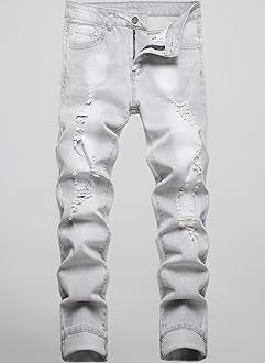 JUNBAOSS Men's Slim Fit Jeans Stretch Ripped Skinny Jeans for Men, Fashion Straight Leg Comfort Flex Waist Casual Pants