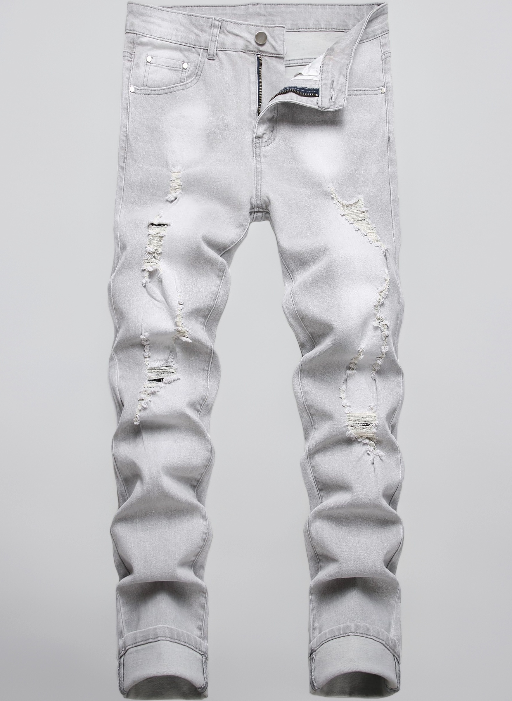 JUNBAOSS Men's Slim Fit Jeans Stretch Ripped Skinny Jeans for Men, Fashion Straight Leg Comfort Flex Waist Casual Pants