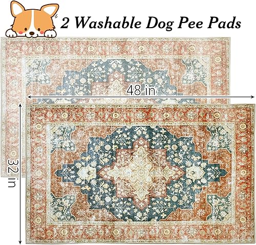 Miniatura 4 de kathson 2 almohadillas reutilizables para cachorros, 32 x 48 pulgadas, almohadillas lavables para cachorros, almohadillas de entrenamiento para