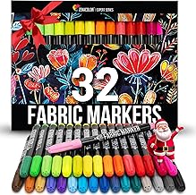 Zenacolor 32 Fabric Markers Pens - Non Toxic, Indelible and Permanent Fabric Paint Pens - Fine Point Tip Textile Marker Pen