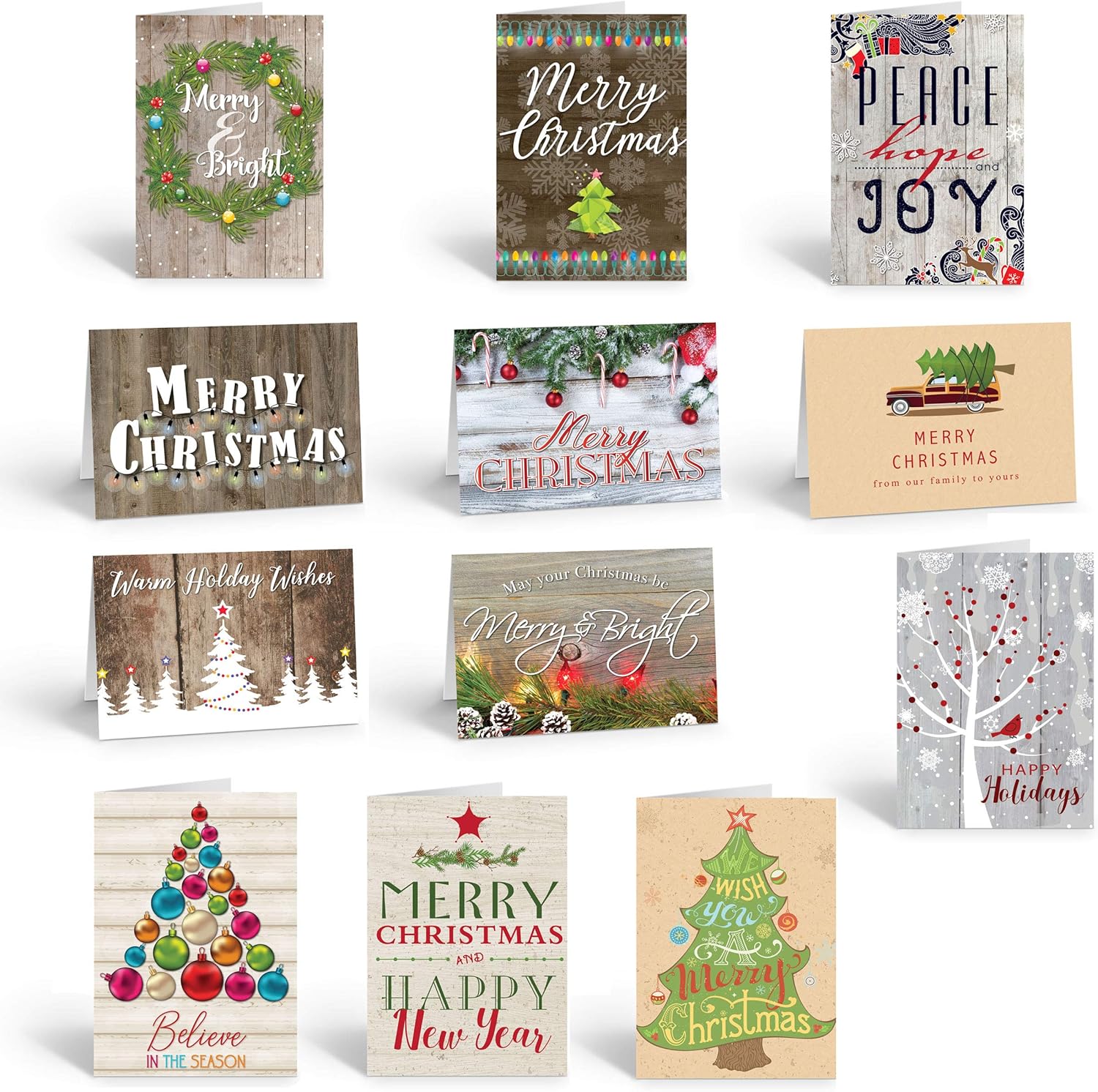 Boxed Assortment of Rustic Christmas Cards 12 Boxed