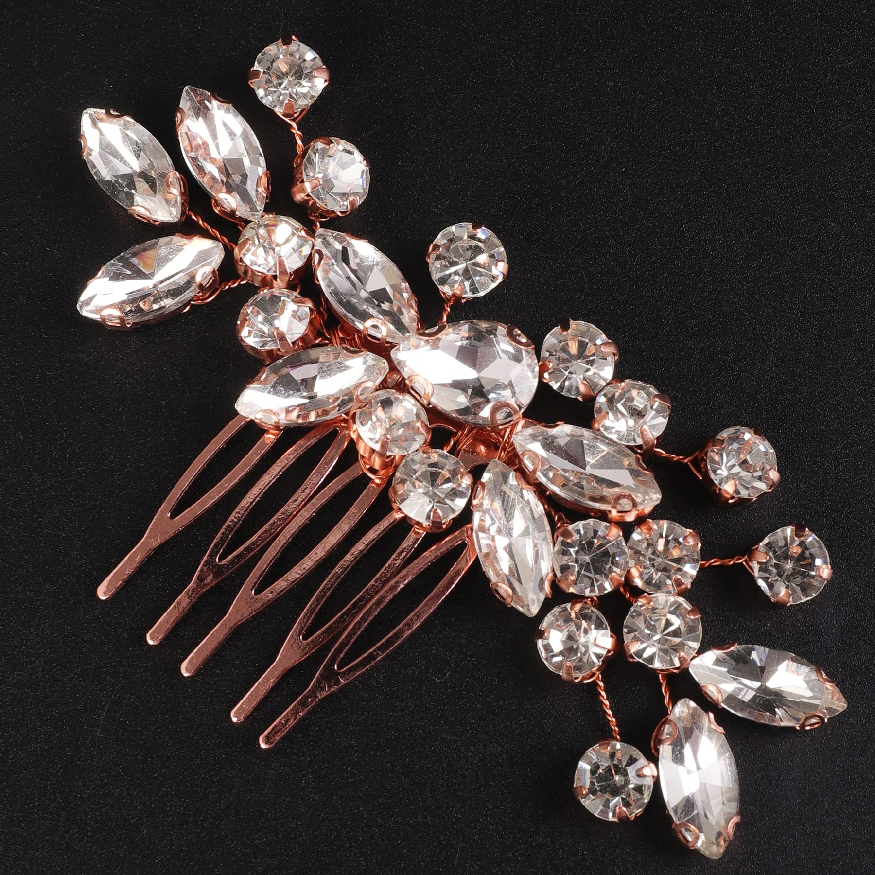 Amazon.com : BERYUAN Clear Crystal Teardrop Hair Comb for  display picture 2