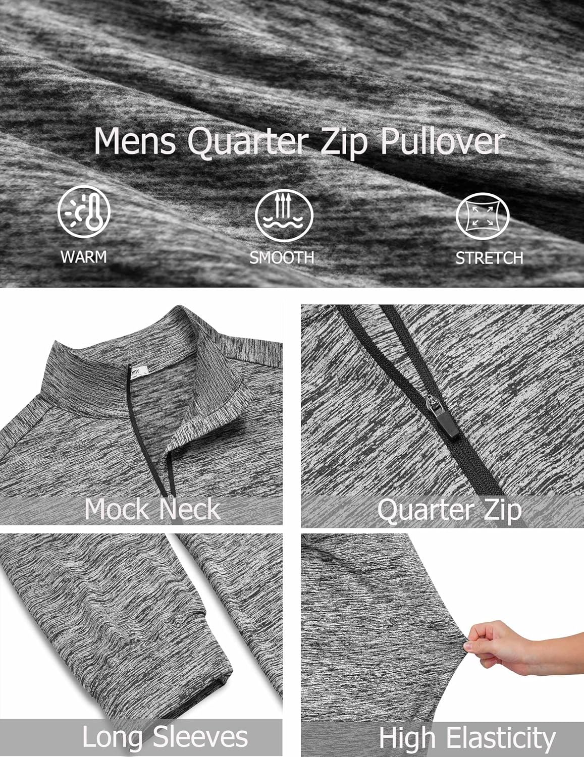 COOFANDY Men's Quarter Zip Shirts Workout Fleece Lined Lightweight Long Sleeve Pullover Sweatshirts - Image 4