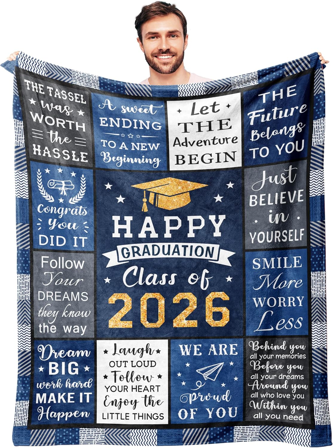 Graduation Gifts Blanket 60’’X50’’, Graduation Decorations Class of 2026, College/Masters Degree/High School Graduation Gift for Him Men Male