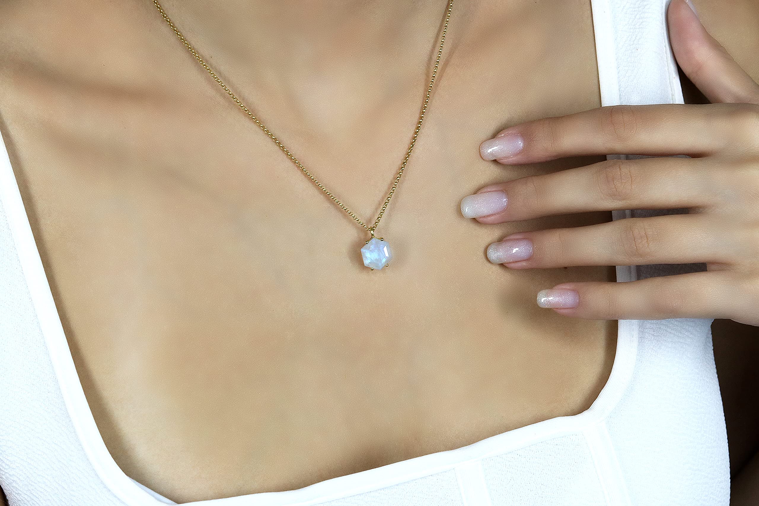 Anemone Pietra di Luna Collana - Unico Collane Personalizzate, Collane Pietre Gemme, Collane Tutti i Giorni - Moda Artigianale e Gioielli Regalo per Donne - Scegliere il Materiale - Fatto a Mano