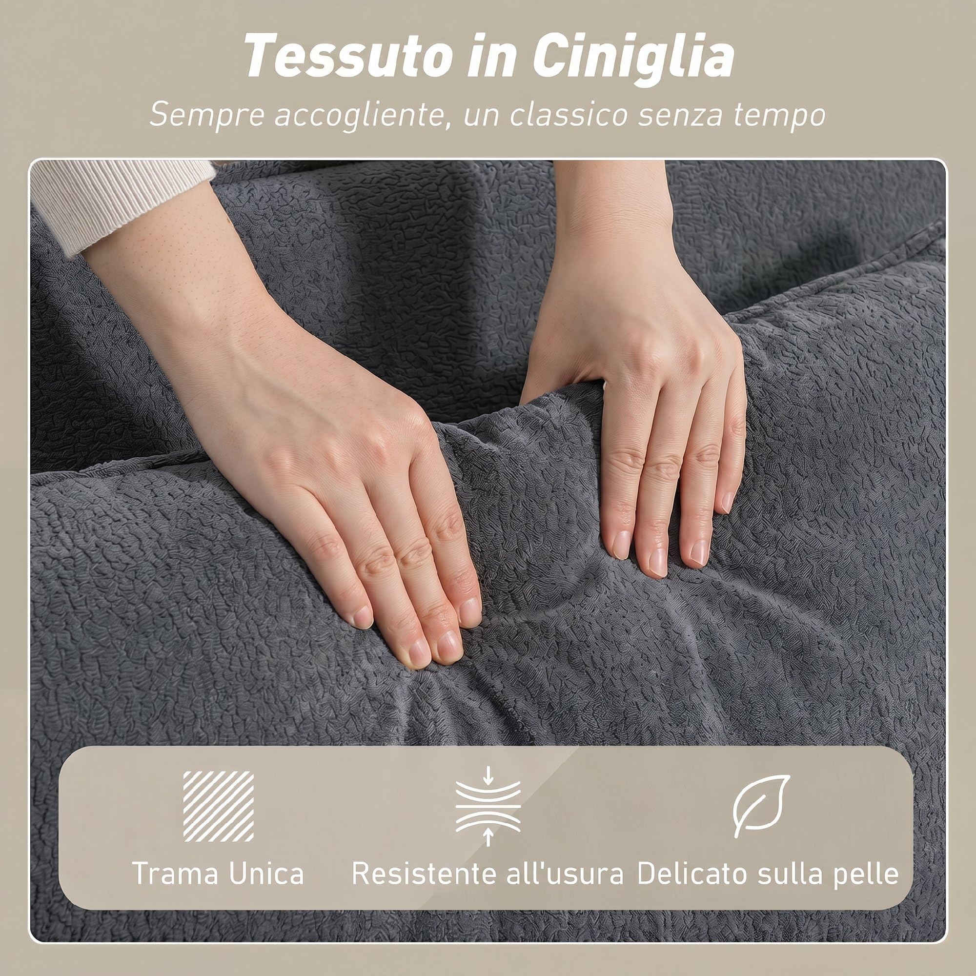 HOMCOM Divano Letto 2 Posti 3 in 1 in Ciniglia con 2 Cuscini, Divano Letto Matrimoniale Estraibile Reclinabile 3 Livelli con Braccioli, Seduta Imbottita, Legno Eucalipto, per Soggiorno, Grigio Scuro