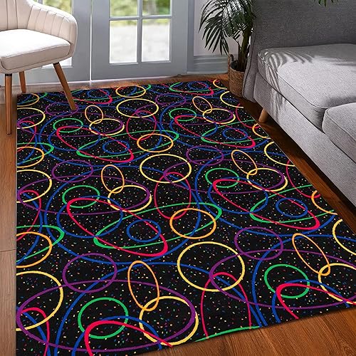 Miniatura 1 de Alfombra de juegos retro de los 80s Arcade - Alfombra de bar divertida de 6 x 9 pies para sala de juegos