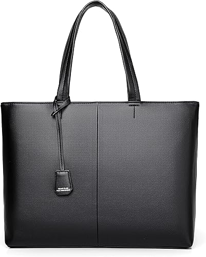 FSD.WG Bolso de mano para hombre, bolsa de negocios, maletín de cuero, cuero elegante, gran capacidad, negro