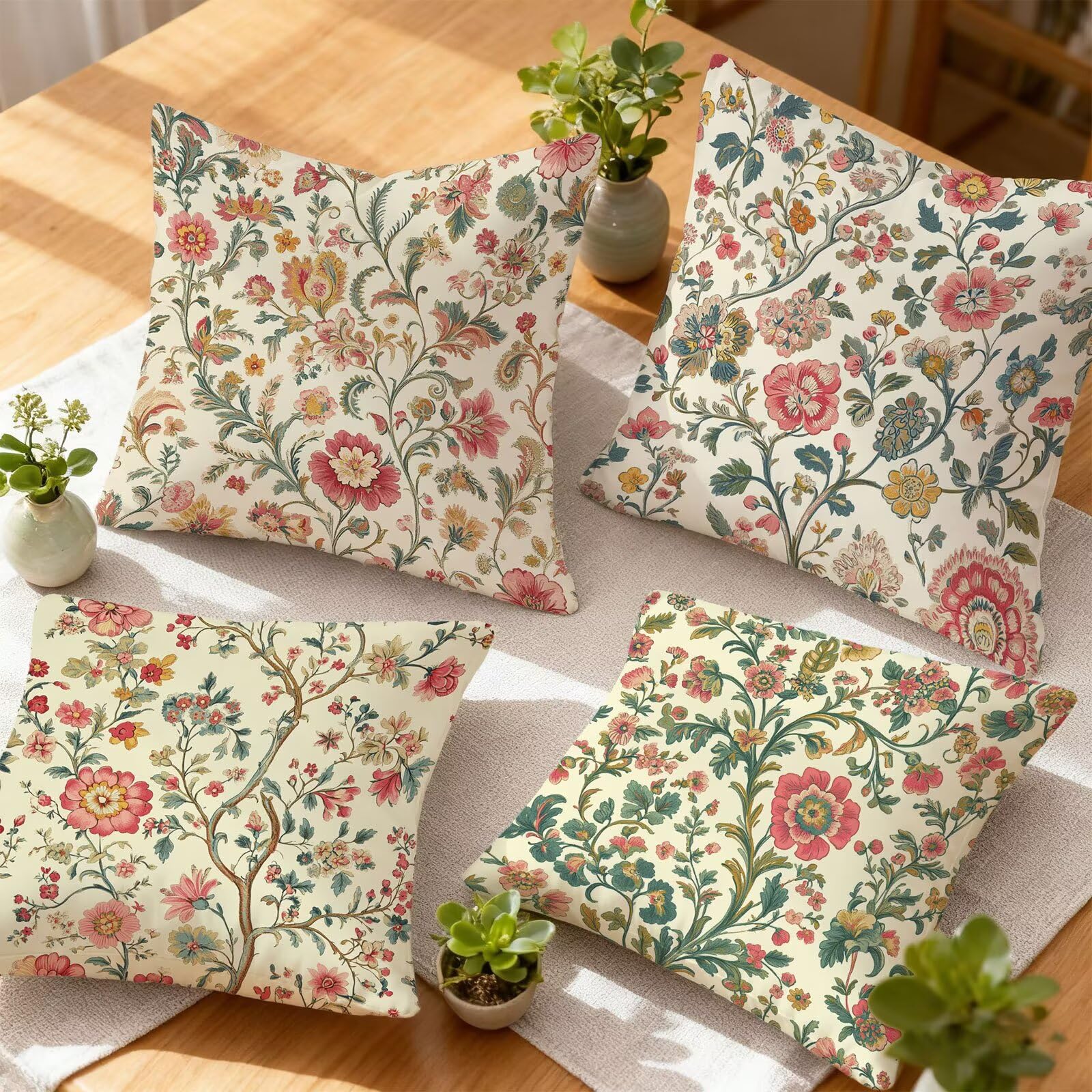 Verde Funda Cojin 60x60 Rural Funda Almohada 60x60 Cojines Sofa Súper Suave Fundas Cojines Decorativos Fundas Almohadas 4 Piezas Almohada Cervicales y Cuello, para Hogar Cama Salon Decoracion E - 759