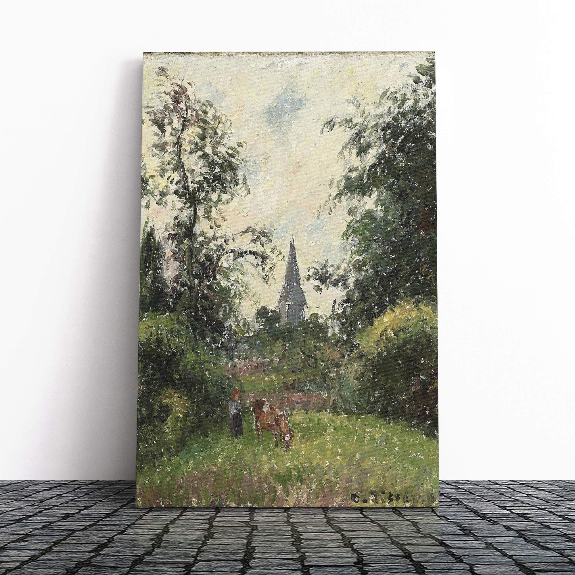 Camille Pissaro Landscape Canvas Print | Gallery Wrapped 30mm Frame Wall Art | 30x20 inches | Ready to Hang | Modern Landscape Picture | Living Room Bedroom Lounge Office