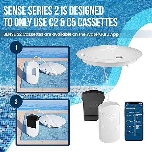 Miniatura 4 de WaterGuru Sense S2 - Monitor inteligente de piscina  Probador digital de agua de piscina y spa para cloro, pH, CYA y alcalinidad  habilitado para