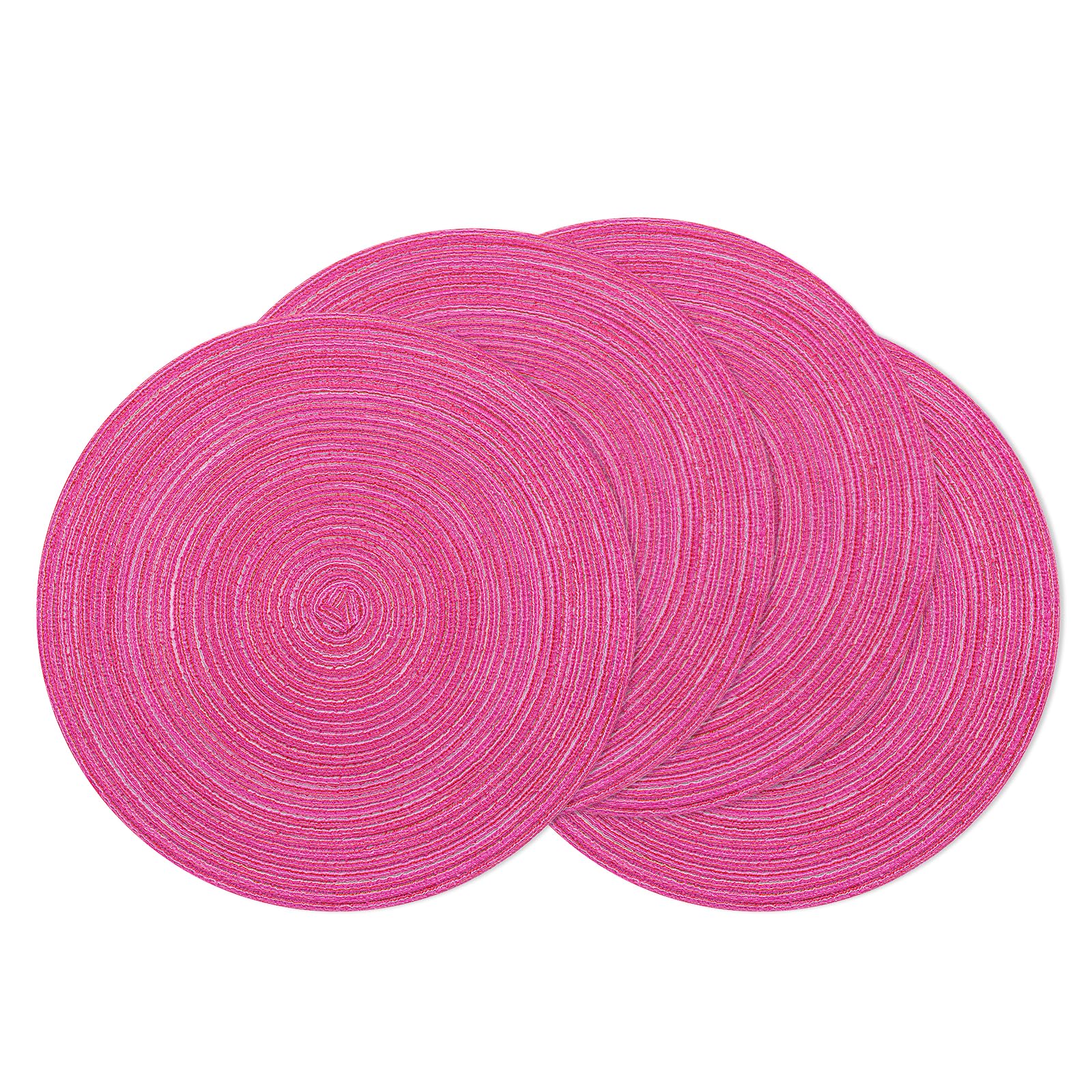 SHACOS Hot Pink Round Braided Placemats Set of 4 Washable Fabric Place Mat