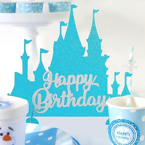 Miniatura 8 de Centro de mesa de castillo de Frozen con purpurina para decoración de mesa temática de invierno para princesa, copo de nieve, fiesta de cumpleaños,