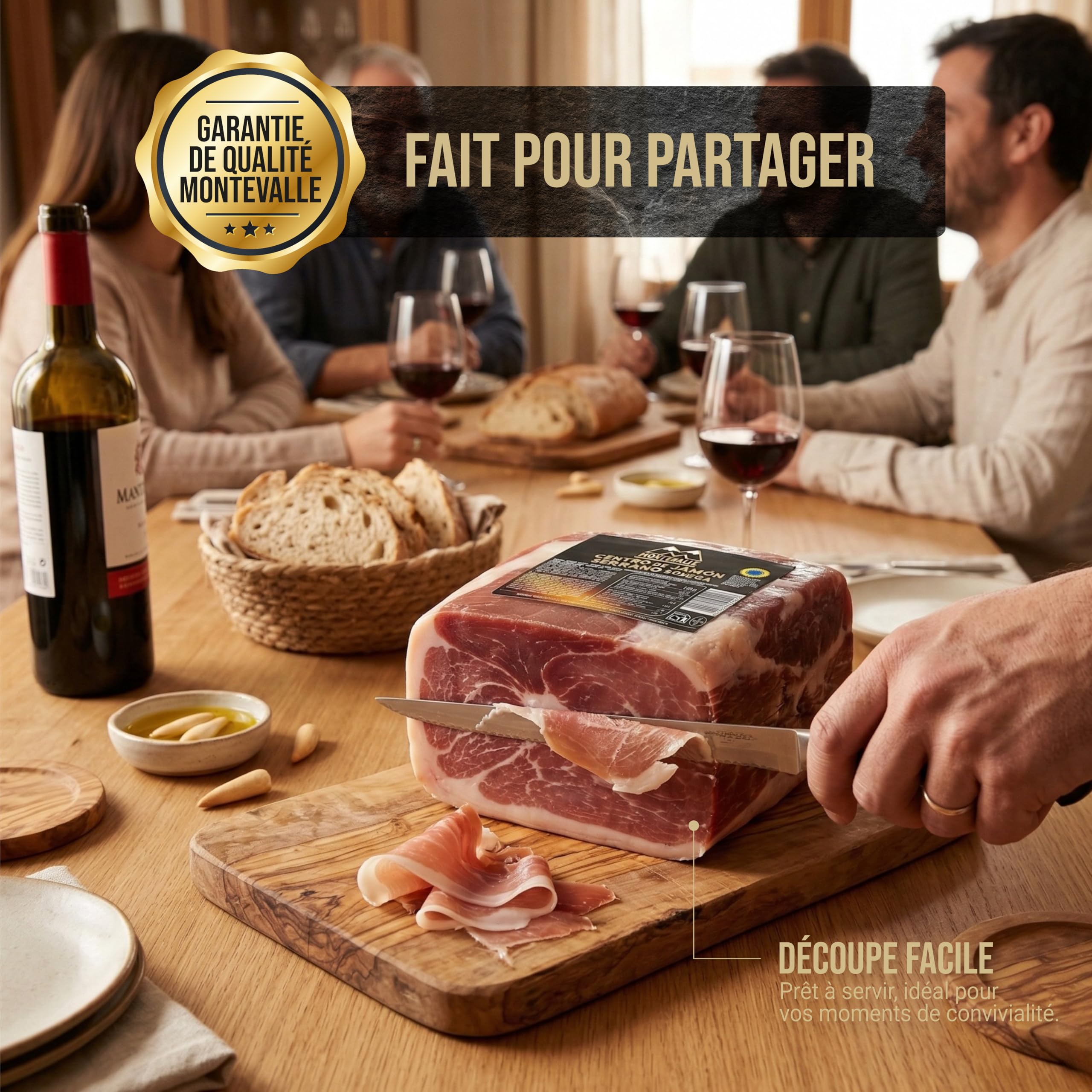Montevalle Centro De Jambon Serrano Bodega 2,5kg | Affinage Traditionnel Douze Mois | Jambon Espagnol Premium Désossé | Emballé Sous Vide Fraîcheur | Idéal Pour Coupe Couteau Ou Machine Pro
