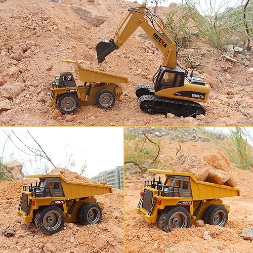 Miniatura 9 de 2.4G de control remoto excavadora Dump Truck Bulldozer Road Roller función completa RC Crawler Tractor Juguetes de construcción de vehículos, camión