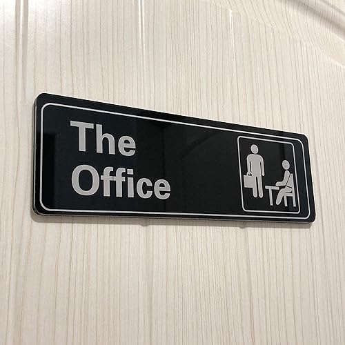 Miniatura 4 de The Office Sign - Letrero acrílico autoadhesivo para puerta o pared, placa de identificación de 9 x 3 pulgadas para tu oficina (negro y blanco)