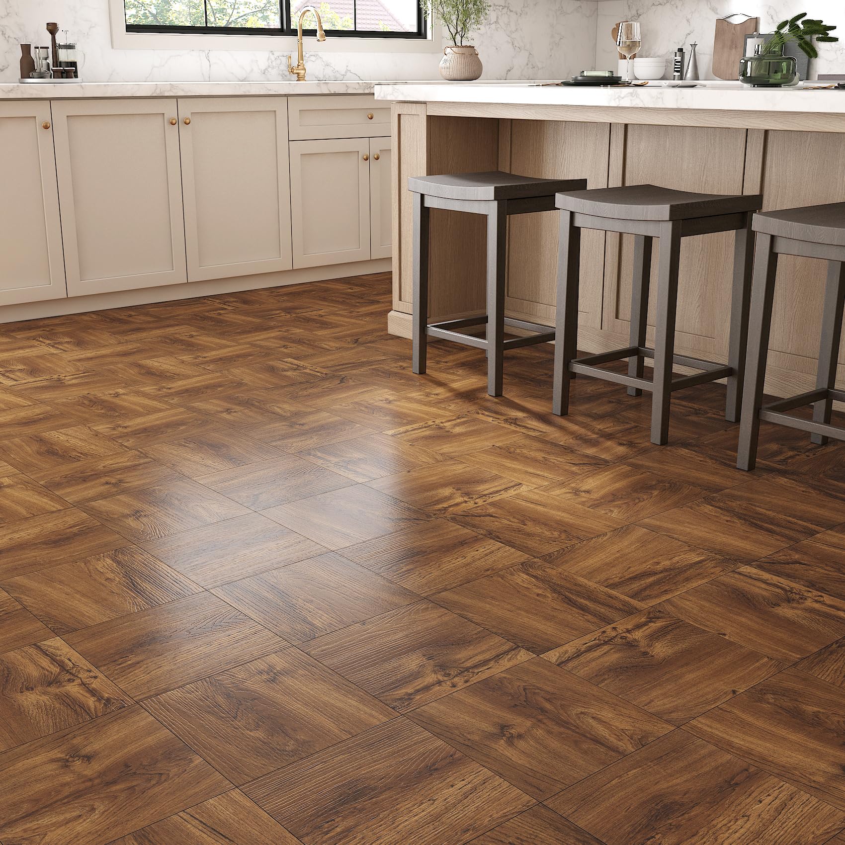 Livelynine Suelo Vinilico Autoadhesivo Madera Natural Baldosas Adhesivas Suelo Cocina 30x30CM 32-Baldosas Impermeable Vinilo para Suelo de Baño Habitación Suelos de Vinilo Adhesivos para Suelos Cocina