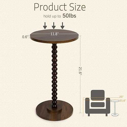 Miniatura 3 de Mesa auxiliar redonda, mesa auxiliar pequeña para espacios pequeños, mesa decorativa moderna con patas de madera maciza, fácil montaje para sala de