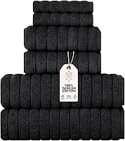 Vista 36 de Classic Turkish Towels - Juego de 6 toallas de lujo de la colección Brampton acanaladas de 100% algodón turco, de secado rápido, suaves y Platino