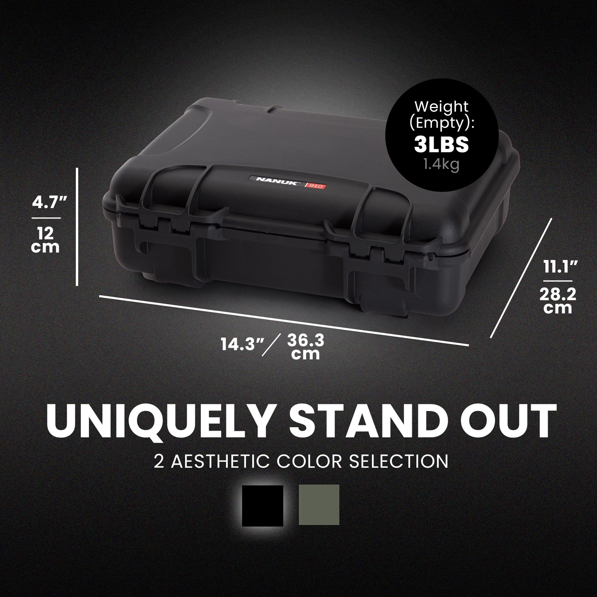 Nanuk Funda rígida 910 lista para óptica con inserto de espuma personalizado, IP67 impermeable y a prueba de aplastamientos, construcción resistente para una máxima protección, fabricada en América