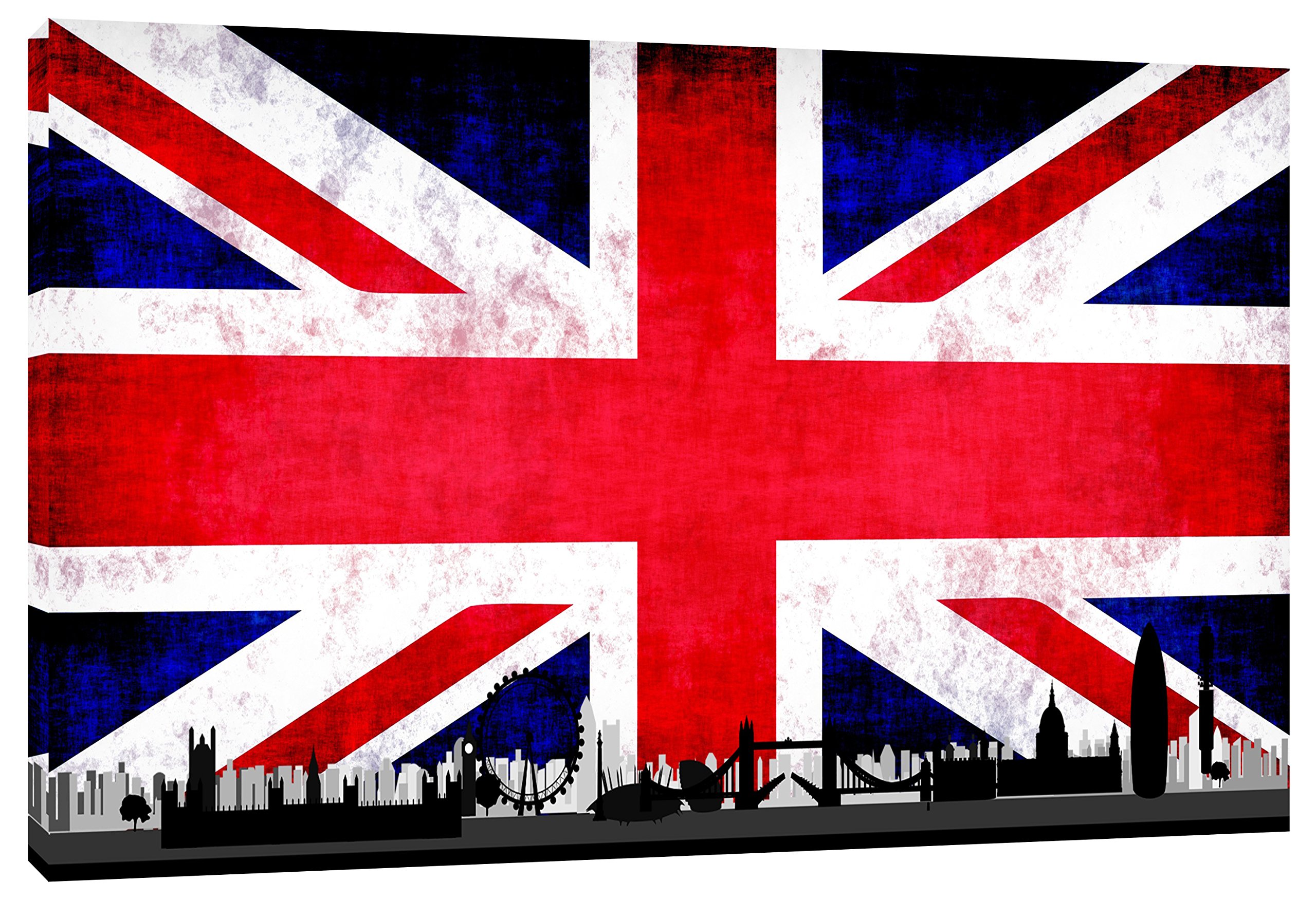 Artsprints England Flag London Photo Print On Framed Canvas Wall Art Decoration 12X 8Inch -38Mm Depth