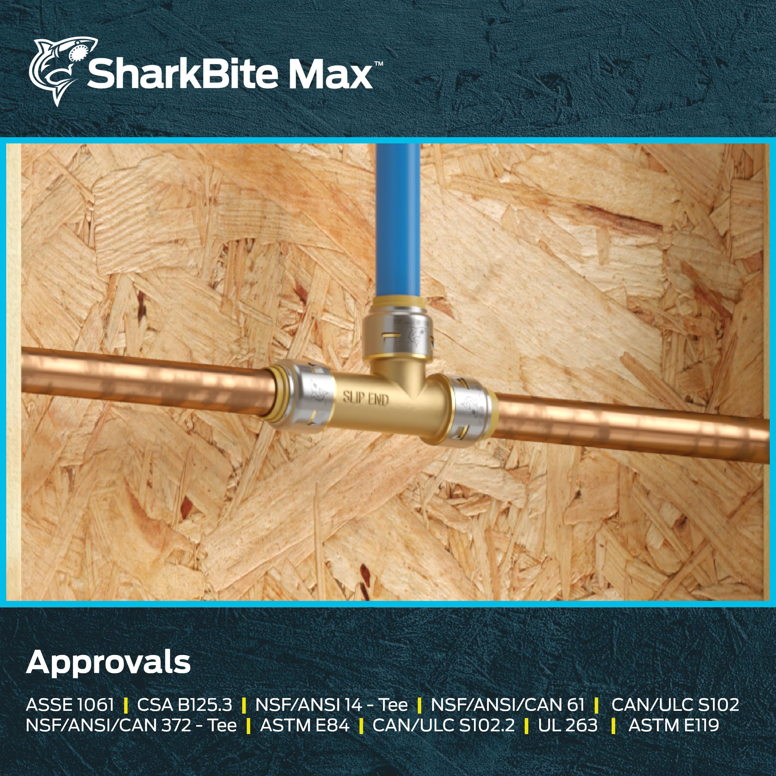 SharkBite Max - Camiseta deslizante de 3/4 pulgadas, paquete de 3, ajuste de fontanería de latón a presión, cobre y CPVC, UR3370