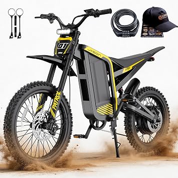 Jason Patrol 52 Electric Dirt Bike,4000W 40MPH E Bikes for Adults Electric,19/17Fat Tire Electric Motorcycle, 52V/30AH Battery Ebike,50-Mile Range,Full Hydraulic Brakes&Dual Suspension