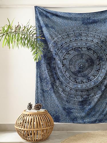 Miniatura 2 de Popular Handicrafts Tapiz de elefante psicodélico con diseño de mandala hippie y teñido anudado para colgar en la pared, meditación india, gitana,