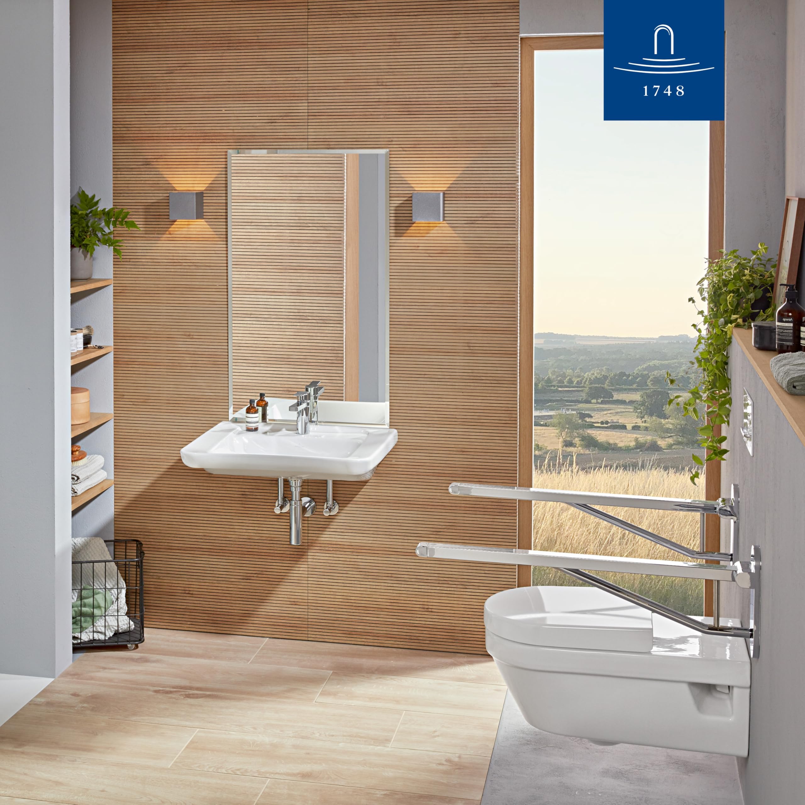 Villeroy & Boch ViCare WC-Sitz, mit SoftClose, D-Form – Weiß Alpin | Barrierefrei, mit Absenkautomatik, abnehmbar, aus bruchsicherem Duroplast, Original Ersatzteil, 9M51B101