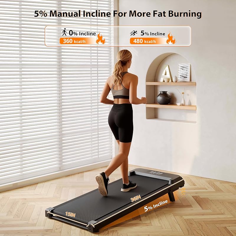 VZYTV Walking Pad Treadmill with Incline, Under Desk Treadmill for Home/Office with 250 lbs Weight Capacity, 2.5HP Low Noise Walking Pad, Remote Control, LED Display image 2