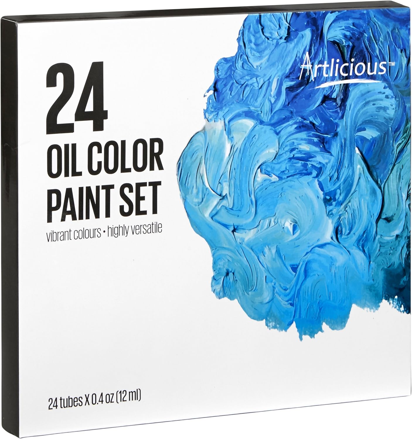 Artlicious - 24 Tube Oil Paint Set - Great for Canvas Panels, Boards & Stretched Canvas