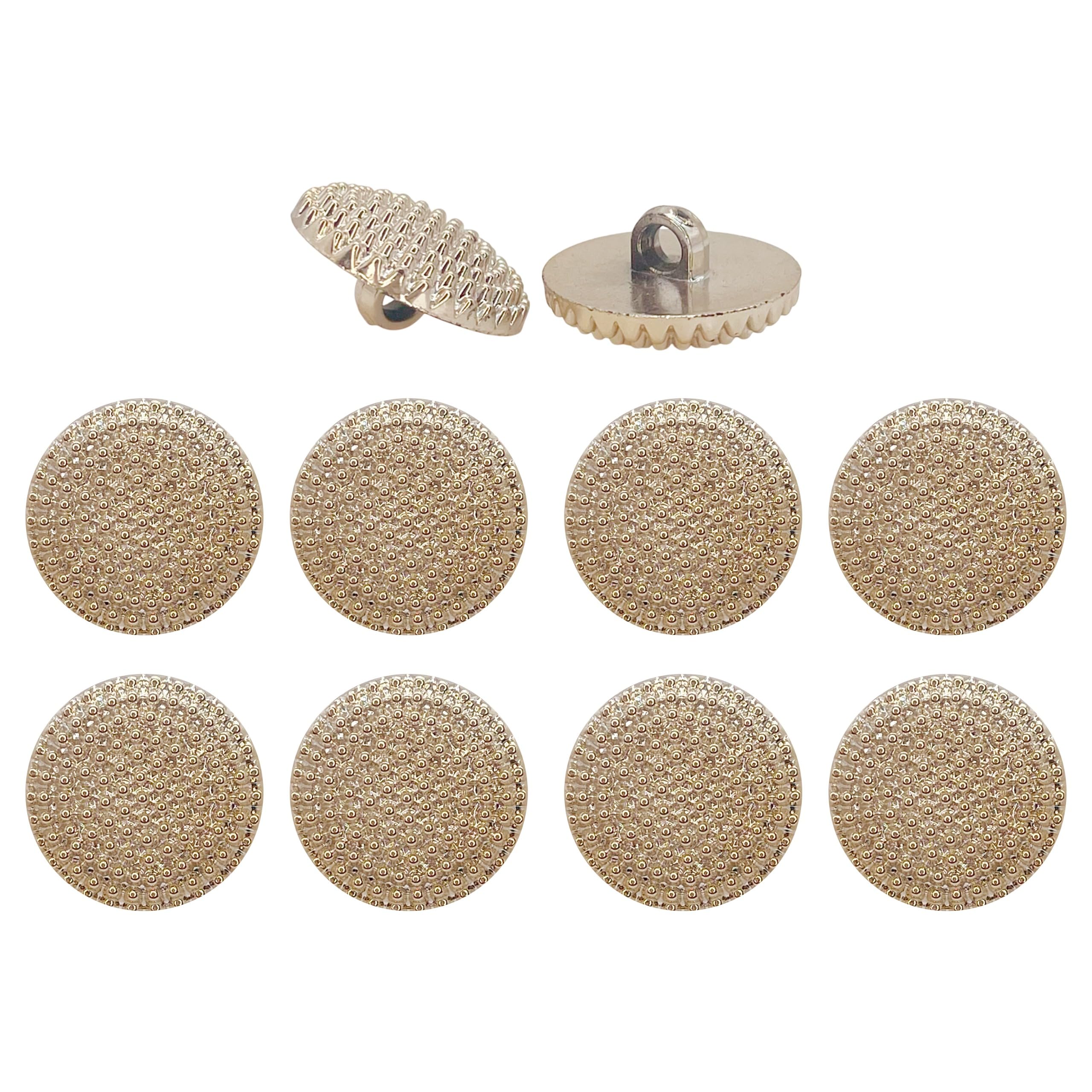 Ani Accessories Round Textured Gold Shank Button for Clothes Double Breasted Coat Blazer Suit Bandhgala Sherwani Pack of 8-picture-28