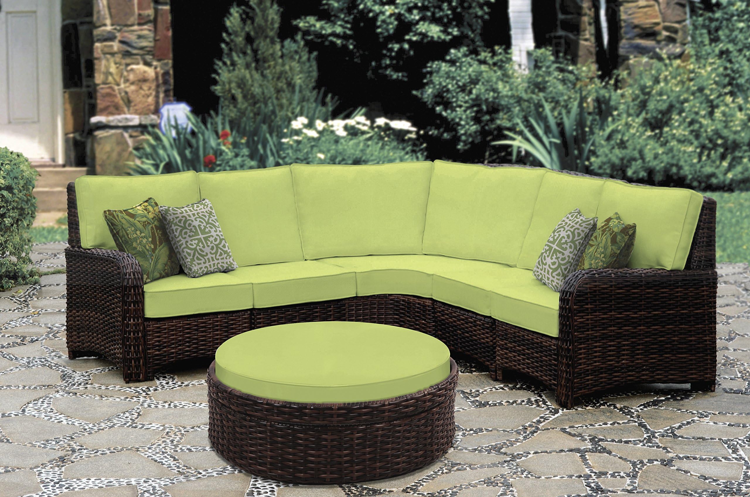 South Sea Rattan Stone St. Tropez Square Dining Set, Aquamarine
