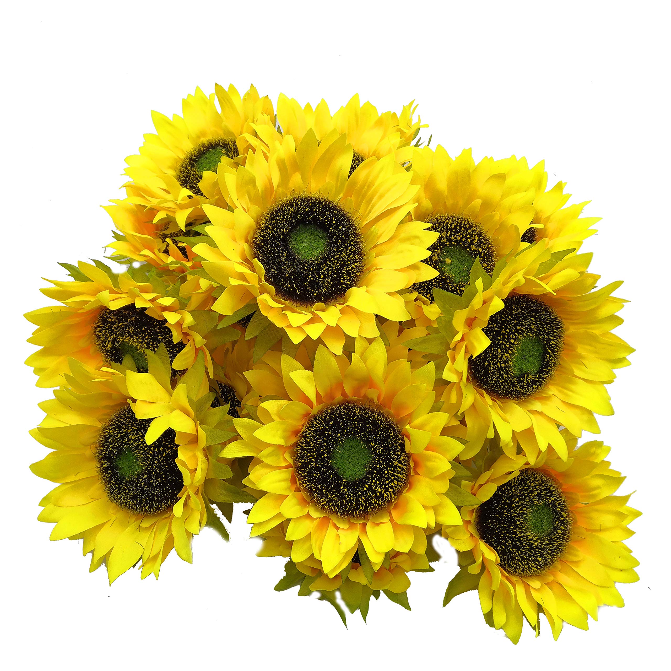 cn-Knight Artificial Flower 20pcs 6''W Silk Sunflower Heads Real Looking Fake Sunflower for Wedding Centerpieces Home Décor Wall Wreath Photography Props(Yellow)