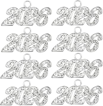 2026 Charms, 10 PCS Silver Graduation Tassel Charm, Charms for Graduation Cap, Graduations Cap Tassel 2026 Year Charm for Graduate Hats Graduations Decorations