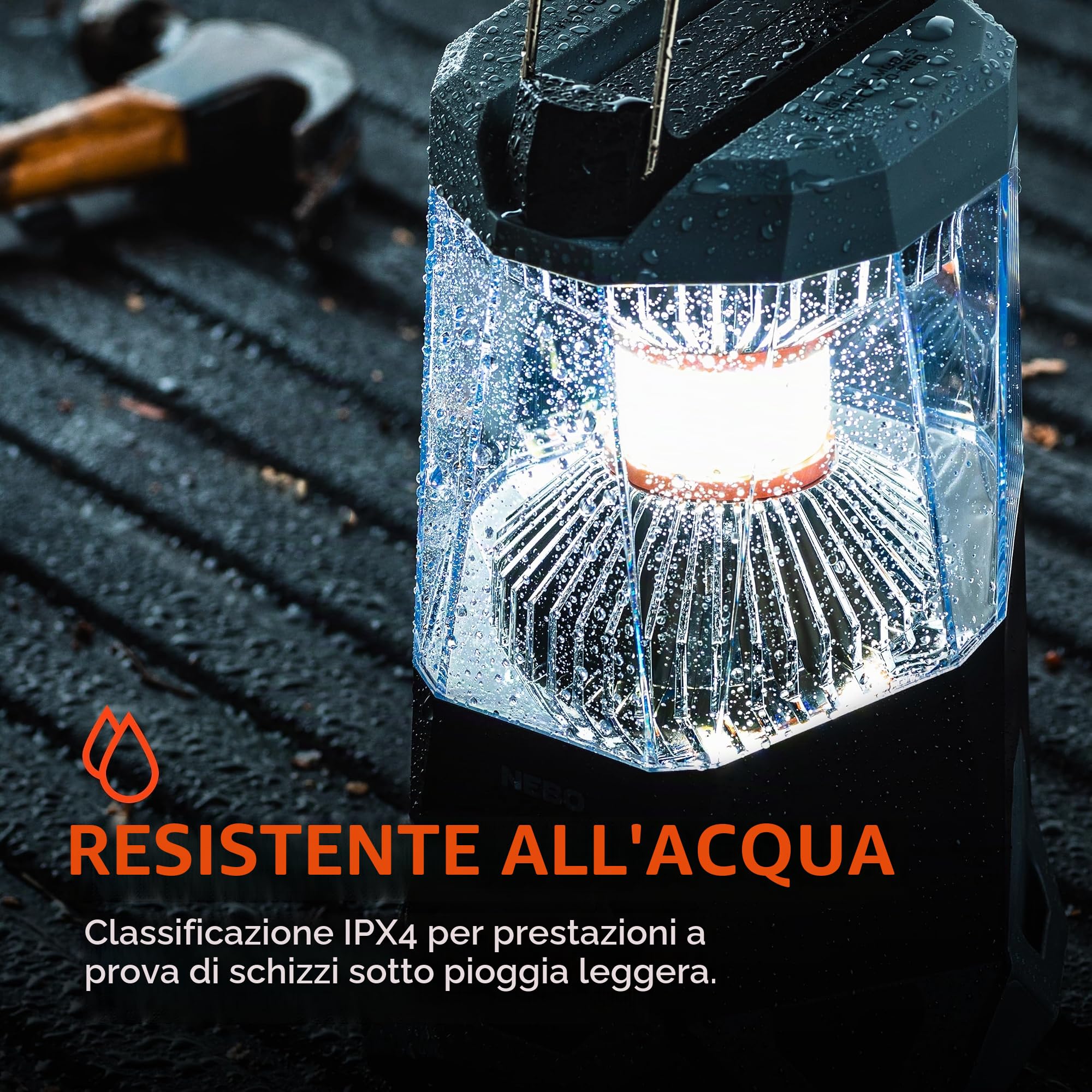 NEBO Galileo 1600 Flex - Lanterna da 1600 lumen - Luce da Campeggio Ricaricabile e Power Bank - Illuminazione LED a 360° e Resistenza all'acqua IPX4