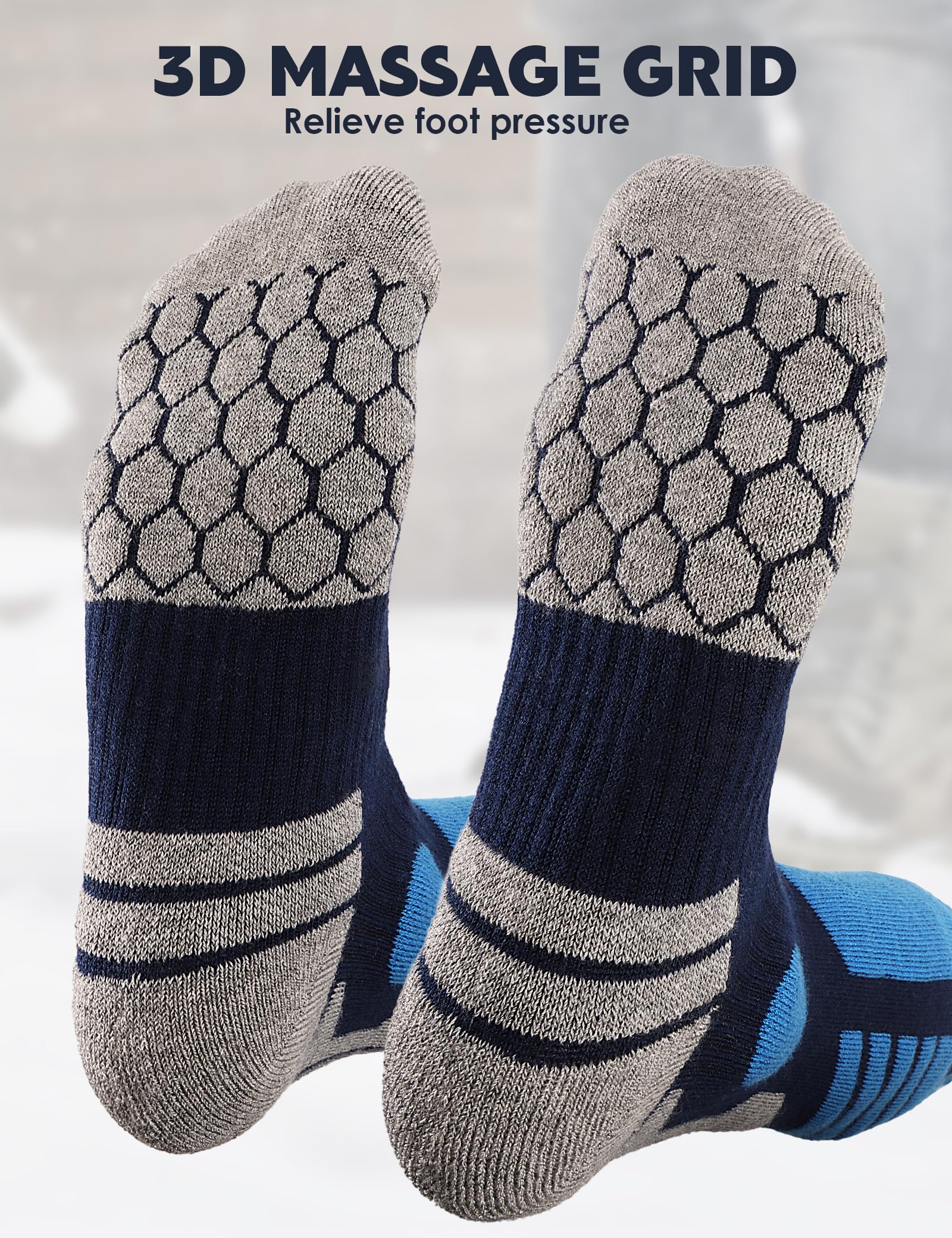 Supertrip 3 pares de calcetines de esquí de lana merino para mujeres y hombres, calcetines térmicos de invierno cálidos hasta la rodilla para esquí, snowboard