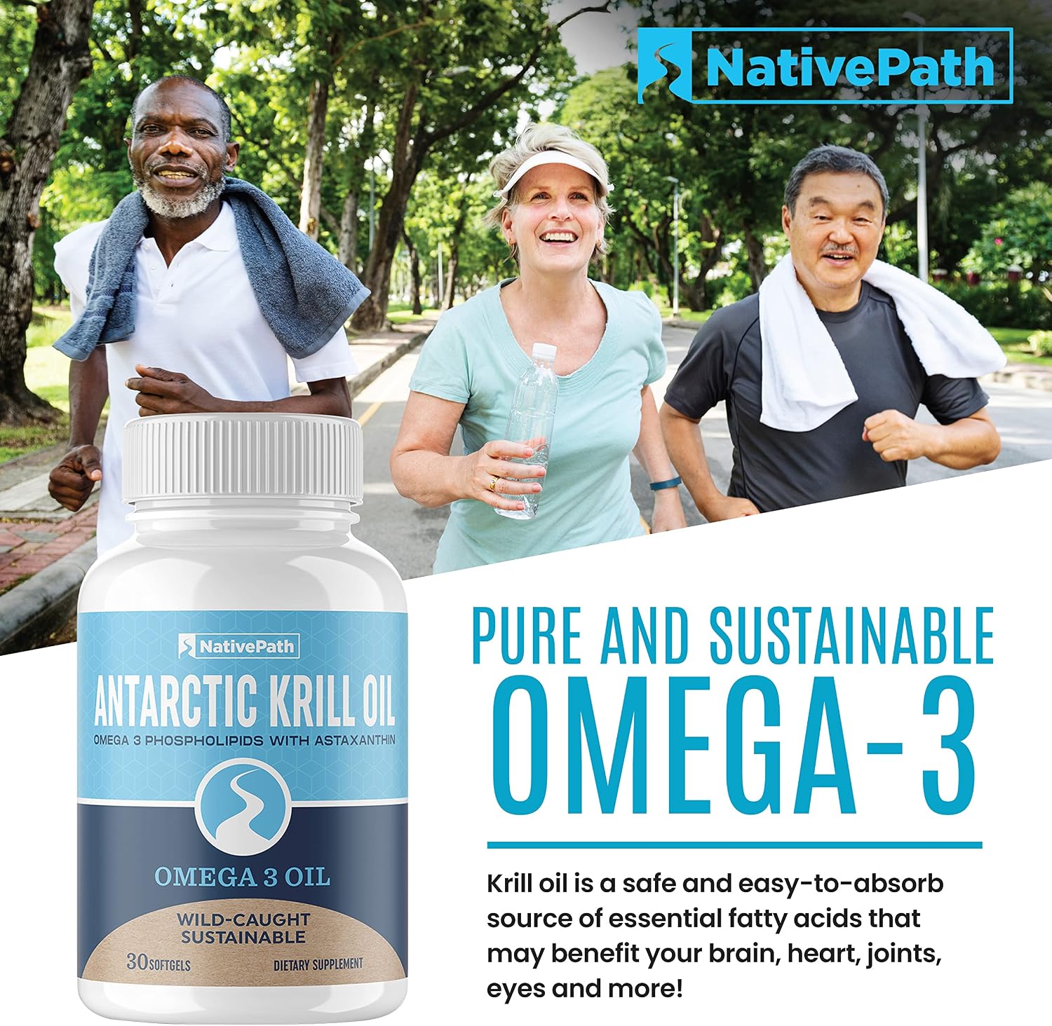 NativePath: Antarctic Krill Oil - Wild-Caught Krill Omega-3 Fatty Acids with EPA and DHA - 30-Day Supply - Supports Your Joint, Heart, Brain and Immunity - Pure Formula, No Fishy Taste