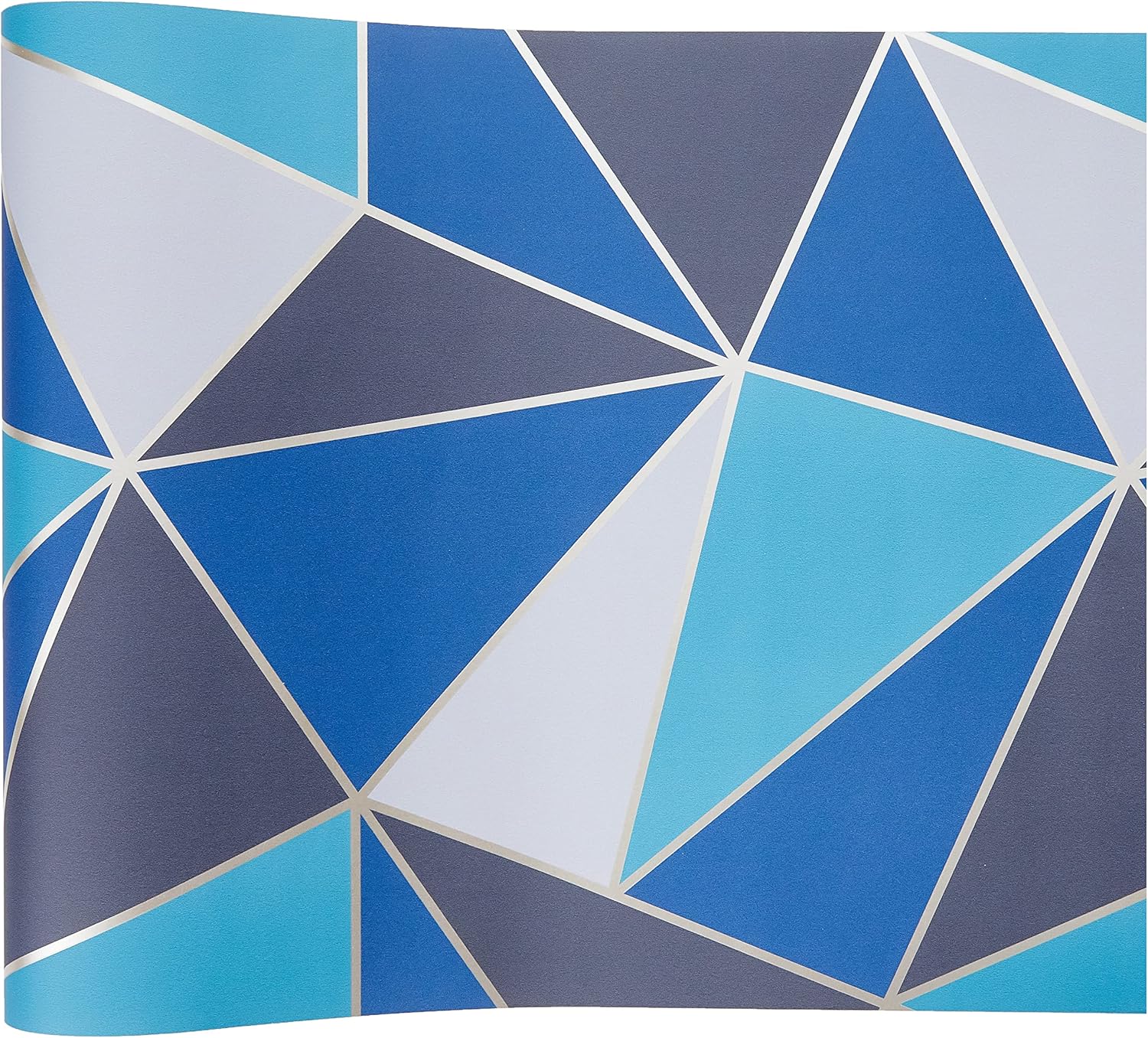 Fine Décor FD42001 UK Apex Geo Sidewall Wallpaper, Aqua/Navy