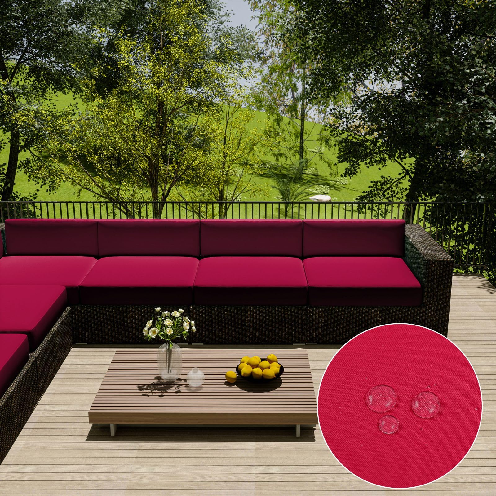 vctops Waterproof Oxford Outdoor Cushion Cover 13x25x4 inch Furniture Patio Cushion Cover Replacement Outdoor Seat Cushion Slipcover with Zipper (