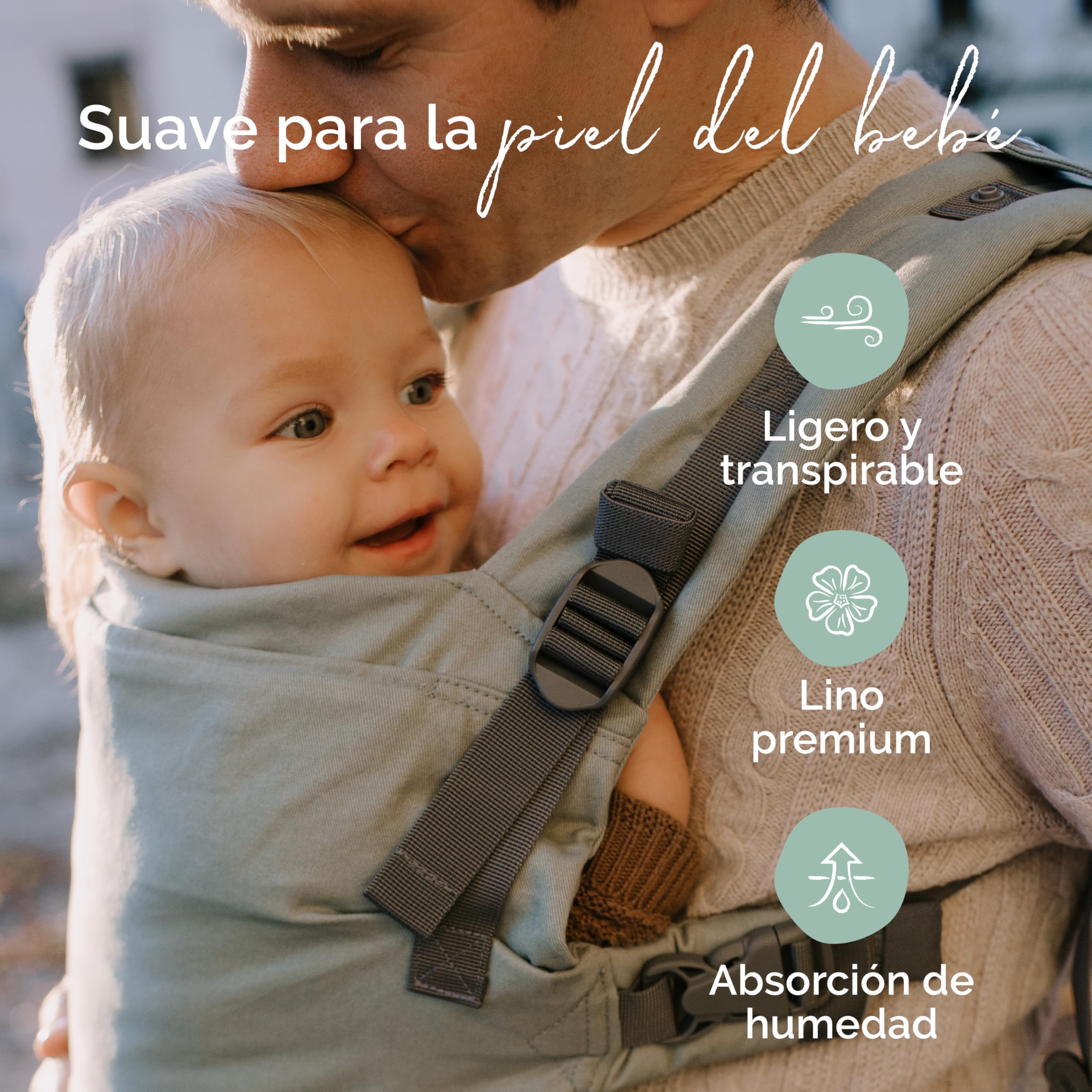 Boba X Mochila Portabebés Ergonómica - Ajustable de Bebé Recién Nacido a Niño - 2 en 1: Portabebé Delantero y Mochila de Porteo a la Espalda con Tirantes Cruzados (3-20 kg) - Sea Mist — view 8