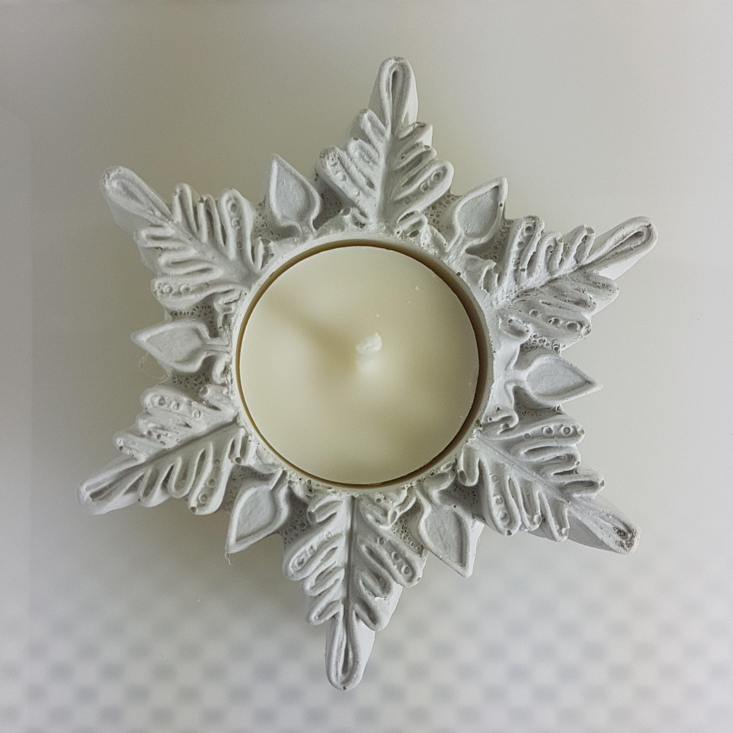 egbhouseSnowflake #9 Cement Candle Holder