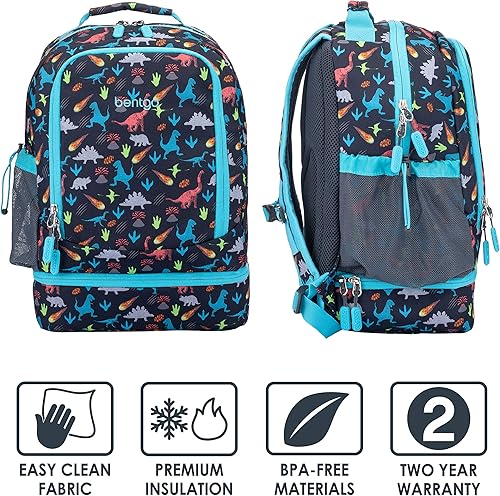 Miniatura 9 de Bentgo Juego de mochila 2 en 1 y lonchera aislada con estampado para niños y 4 bolsas de hielo reutilizables (dinosaurio)