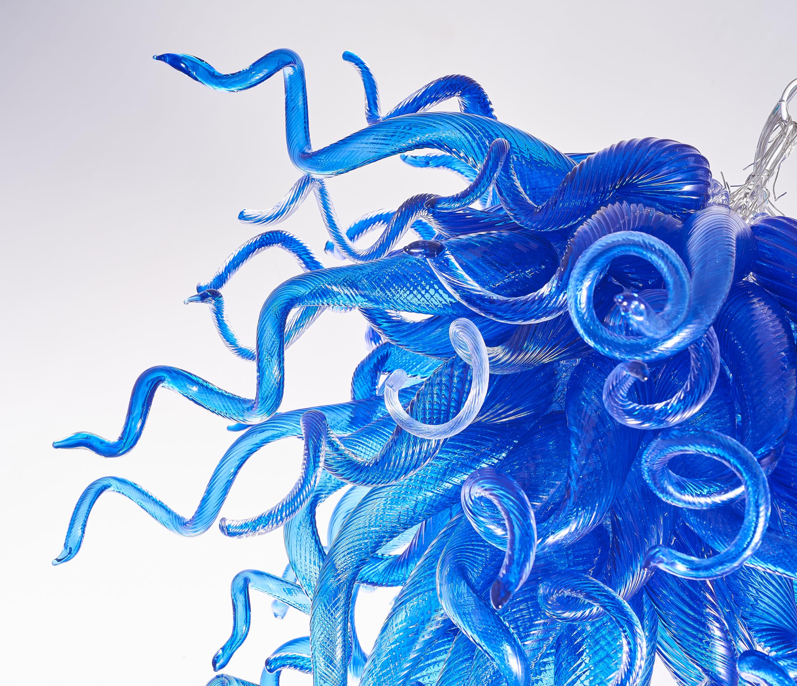 Dark Blue Murano Glass Chandelier - Unique Mouth Blown Glass Art