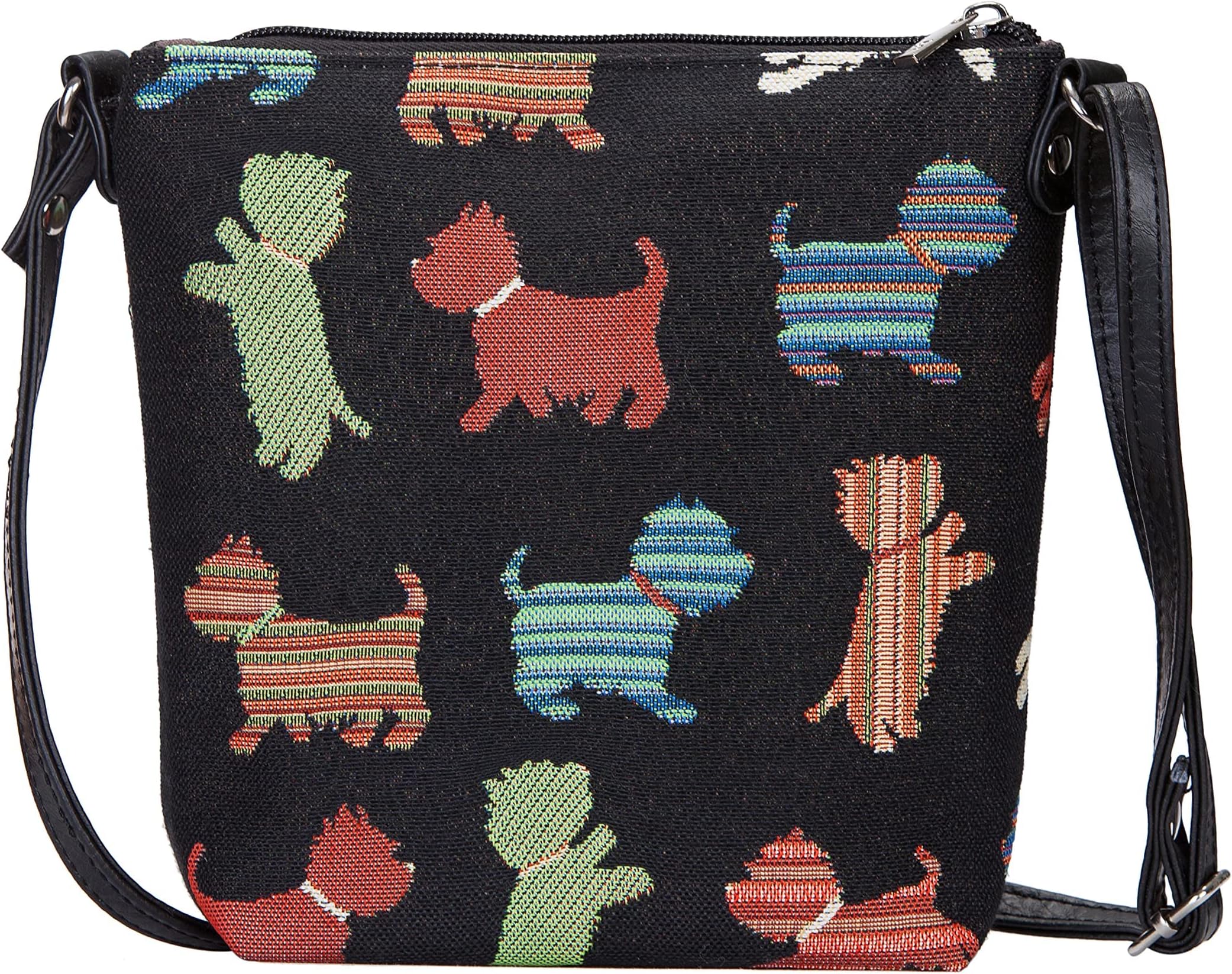 Tapestry Small Crossbody Bag Sling Bag for Women with Playful Puppy Design (SLING-PUPPY)