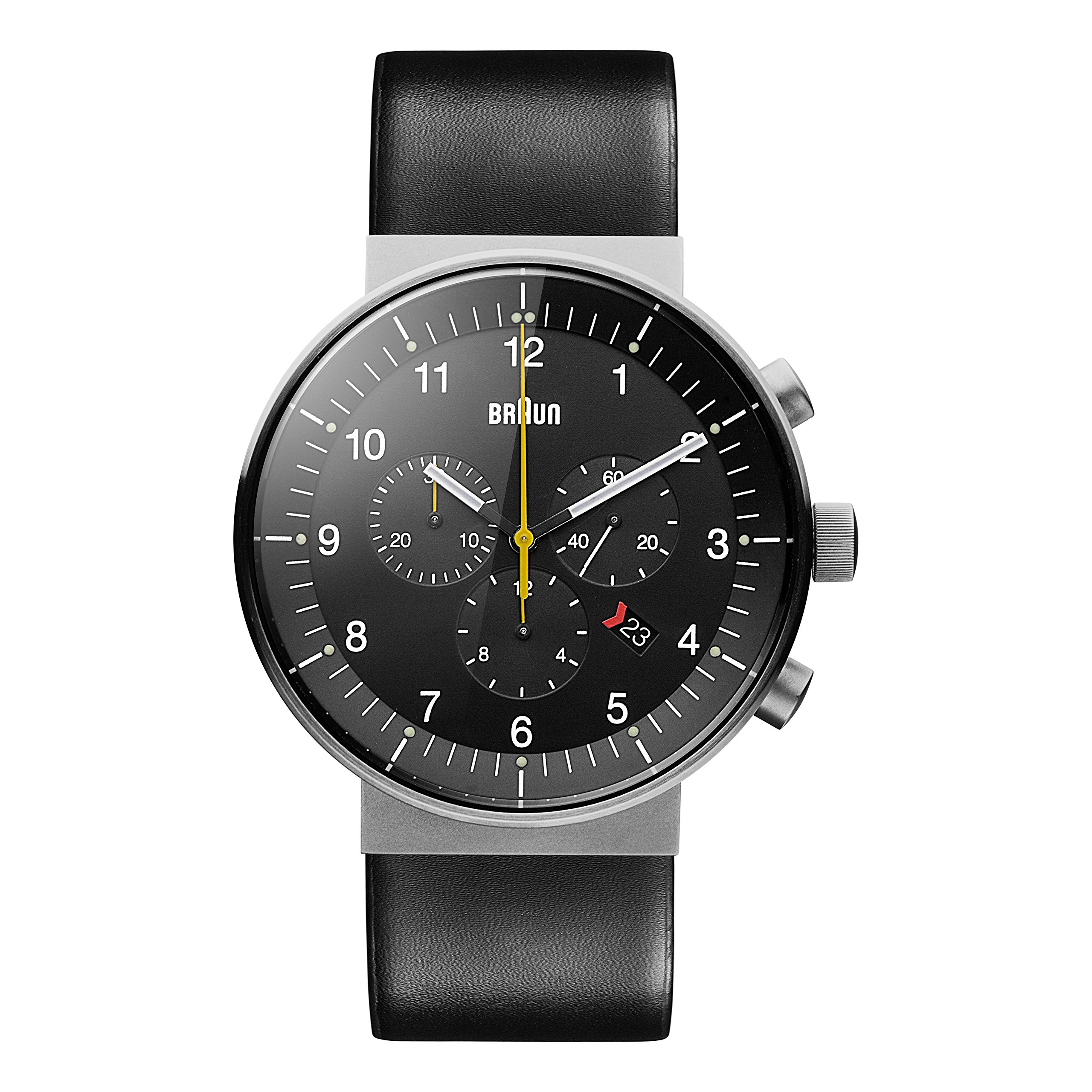BraunMen's Quartz Watch with Black Dial Analogue Display and Black Leather Strap BN0095SLG