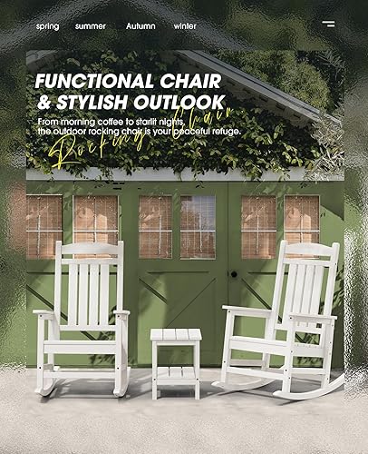 Vista 135 de Kingyes Mecedoras de polietileno de alta densidad para exteriores, sillas mecedoras para patio, deck, soportan hasta 330 libras, azul Azul marino