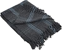 Creative Co-Op Grey Plaid Recycled Cotton Blend Throw Blanket with Fringe - 60x50 Soft Cozy Decor